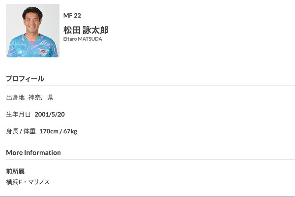 2025シーズン期限付き移籍選手の動向：松田 詠太郎（まつだ えいたろう）／鳥栖(2025年8月〜11月)